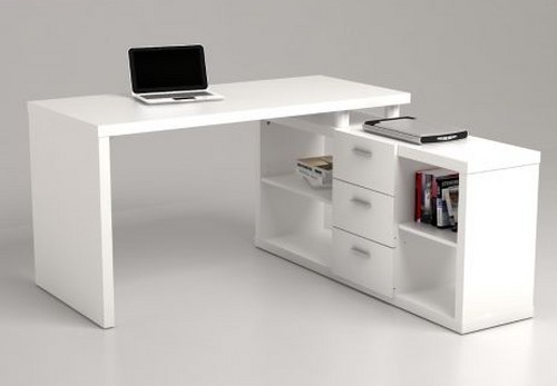 Легкий и современный письменный стол белого цвета.
